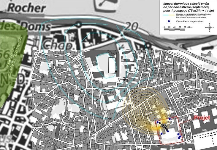 Impact thermique calculé sur site Pasteur