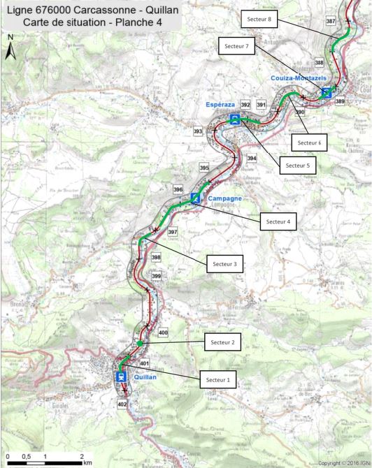 Tracé ligne Limoux Quillan