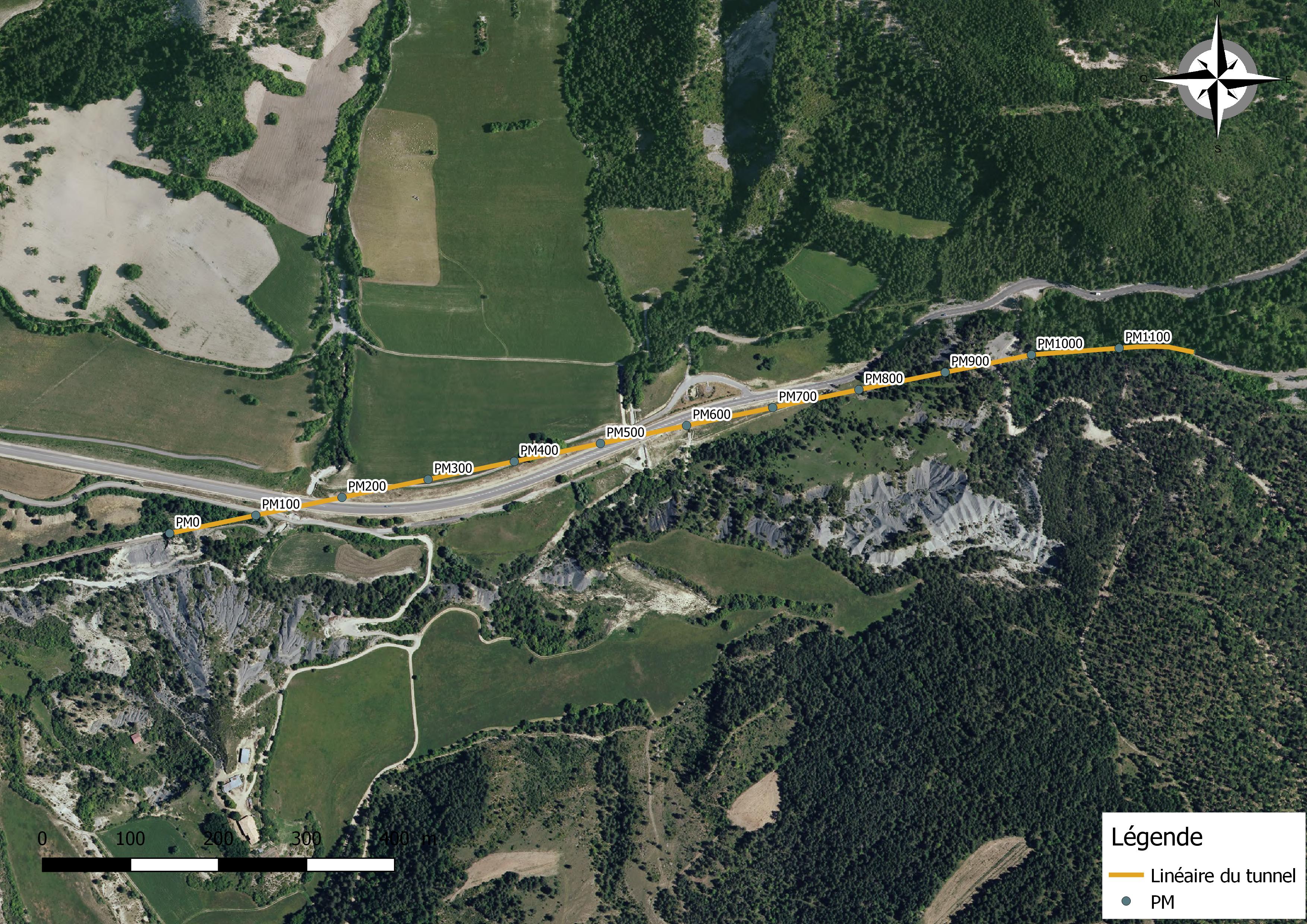 Plan de situation tunnel ferroviaire de Moriez