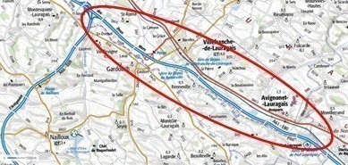 Tracé Mise à 2x2 voies de l’A61 Villefranche de Lauraguais