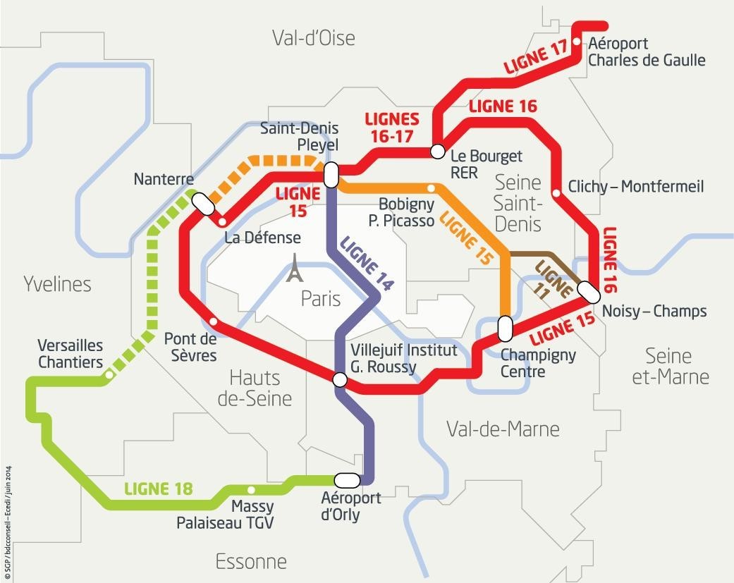 Plan lignes de métro