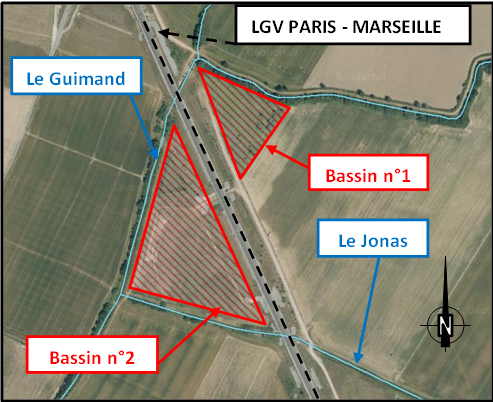 Plan de situation ligne LGV et bassins