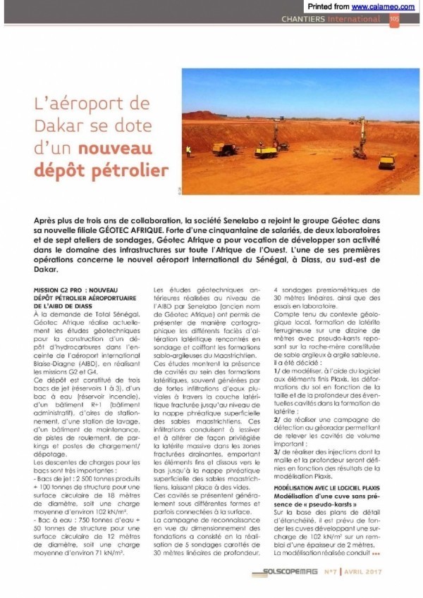 Article aéroport de Dakar Géotec Afrique