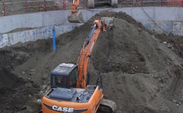 Bassin anti-pollution en construction